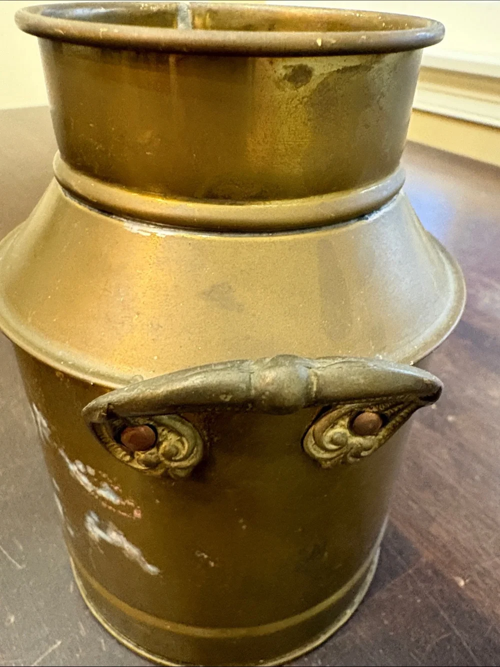 Brass-Tone Decorative Milk Can Vase